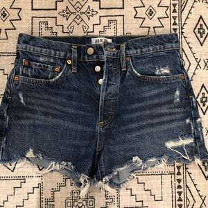 Agolde Parker Cut Off Shorts in Rock Steady